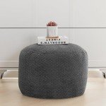 Velvet Round Pouf Ottoman for Living Room Storage