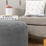Velvet Round Pouf Ottoman for Living Room Storage