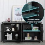 Scurrty 62'' Black Buffet Cabinet with Storage