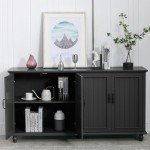 Scurrty 62'' Black Buffet Cabinet with Storage