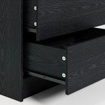 Modern Black Nightstand with Charging Station & LED Light