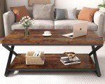 Rustic Industrial Coffee Table with Storage Shelf
