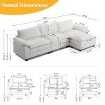 Modular Deep Seat Sofa with Ottoman - White