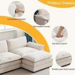 Modular Deep Seat Sofa with Ottoman - White