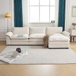 Modular Deep Seat Sofa with Ottoman - White