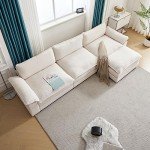 Modular Deep Seat Sofa with Ottoman - White