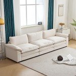 Modular Deep Seat Sofa with Ottoman - White