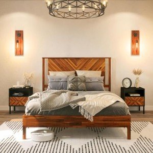Rustic Scandinavian Queen Bed Frame with Headboard