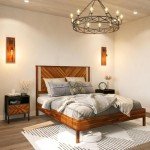 Rustic Scandinavian Queen Bed Frame with Headboard