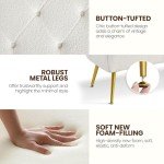 Ivory Velvet Ottoman Bench with Gold Legs