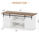 White Buffet Cabinet with Sliding Barn Doors