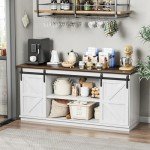 White Buffet Cabinet with Sliding Barn Doors