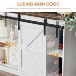 White Buffet Cabinet with Sliding Barn Doors