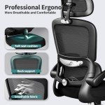 Ergonomic Mesh Office Chair with Wheels, Black