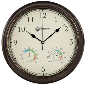 Geevon 14-Inch Retro Wall Clock with Hygrometer