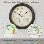 Geevon 14-Inch Retro Wall Clock with Hygrometer