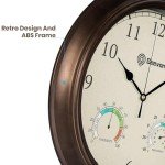 Geevon 14-Inch Retro Wall Clock with Hygrometer
