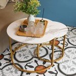 White Nesting Coffee Table Set with Gold Frame