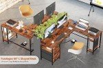 L-Shaped Rustic Home Office Desk with Power Outlet