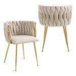 Velvet Dining Chairs Set of 2 with Gold Legs