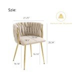 Velvet Dining Chairs Set of 2 with Gold Legs