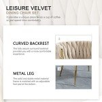 Velvet Dining Chairs Set of 2 with Gold Legs