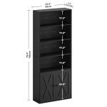 Industrial 6-Shelf Bookcase with Doors - 70” Tall