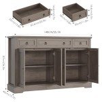 Spacious White Buffet Cabinet with Storage Drawers