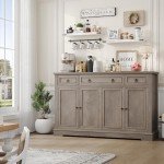 Spacious White Buffet Cabinet with Storage Drawers
