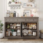 Spacious White Buffet Cabinet with Storage Drawers