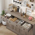 Spacious White Buffet Cabinet with Storage Drawers