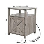 Rustic Farmhouse Nightstand with Charging Station