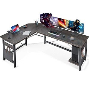 Coleshome 59" Corner Gaming Desk in Grey Oak