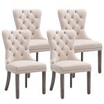 Beige Velvet Dining Chairs Set of 4