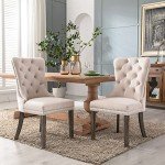 Beige Velvet Dining Chairs Set of 4
