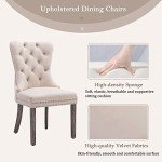 Beige Velvet Dining Chairs Set of 4
