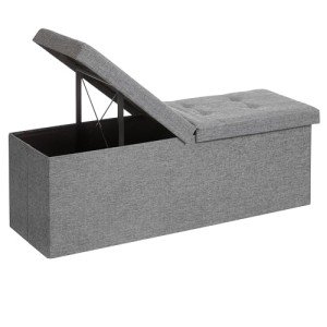 Foldable Storage Ottoman Bench - Ash Gray