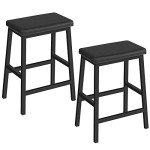 Set of 2 Black PU Leather Bar Stools