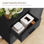 Iwell Black Sideboard Cabinet with 3 Drawers
