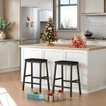Set of 2 Black PU Leather Bar Stools