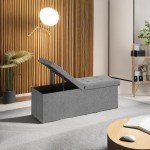 Foldable Storage Ottoman Bench - Ash Gray