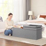 Foldable Storage Ottoman Bench - Ash Gray