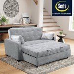 Serta Ainsley Light Grey Queen Convertible Sofa Bed