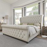 King Size Chenille Upholstered Platform Bed Frame