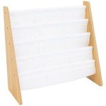 Natural/White Kids 4-Tier Book Rack Bookshelf