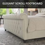 King Size Chenille Upholstered Platform Bed Frame