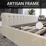 King Size Chenille Upholstered Platform Bed Frame