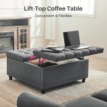 Dark Gray Storage Ottoman and Footrest, 90x90cm