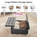 Dark Gray Storage Ottoman and Footrest, 90x90cm