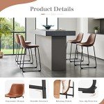 Brown Modern Bar Stools with Backrest - Set of 4